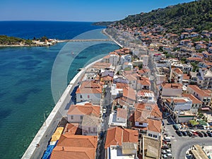 Aerial view over picturesque seaside town of Gytheio  Lakonia  Peloponnese  Greece