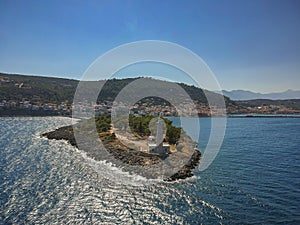 Aerial view over picturesque seaside town of Gytheio  Lakonia  Peloponnese  Greece