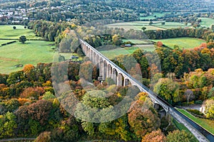 Aerial View over Pontcysyllte Aqueduct at Autumn photo