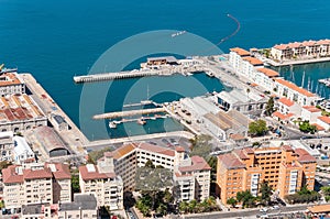 Aerial view over port and city of Gibraltar