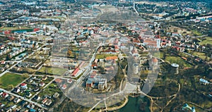 Aerial view over the private houses