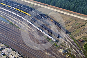 Aerial view over the railway