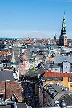 Aerial view over the roofs of Copenhagen