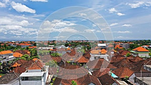 Aerial view over the roofs of houses in Canggu, Bali