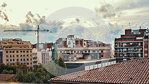 Aerial view over the rooftops of the Eixample district in Barcelona, Catalonia, Spain