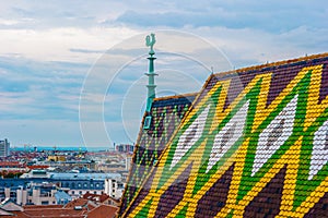 Aerial view over the rooftops of Vienna