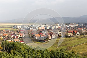 Aerial view over Sacele city