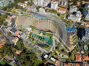 Aerial view over Savoy Signature Hotel, Funchal City, Madeira Island, Portugal