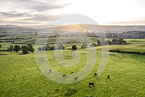 Aerial View over Scenic Countryside in UK