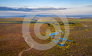 Aerial View over Scenic Upland in UK