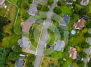 Aerial view over showing neighborhood family private houses