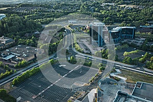 Aerial view over Telford Centre in United Kingdom photo