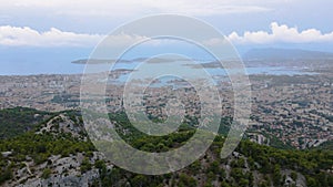 Aerial view over Toulon city, France