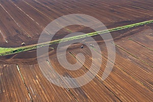 Aerial view over turf yield