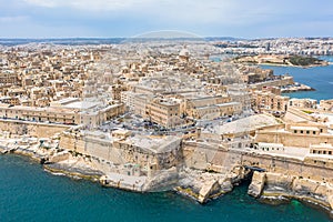 Aerial view over the Valletta Malta in the daytime