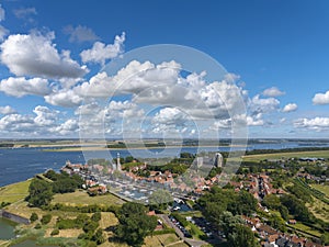 Aerial view over Veere. Province of Zeeland in the Netherlands