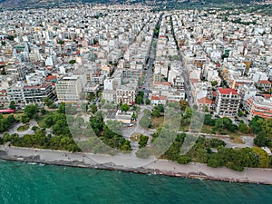 Aerial view over Volos seaside city, Magnesia, Greece