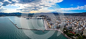 Aerial view over Volos seaside city, Magnesia, Greece