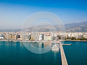 Aerial view over Volos seaside city, Magnesia, Greece