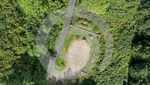 Aerial view of the overgrown Lake Eske view point in Donegal, Ireland.