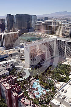 Aerial view overlooking the Las Vegas Strip in Nevada.