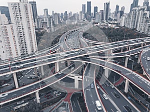 Aerial view of overpass bridge in Shanghai