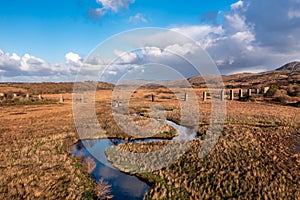 Aerial view of the Owencarrow Railway Viaduct by Creeslough in County Donegal - Ireland