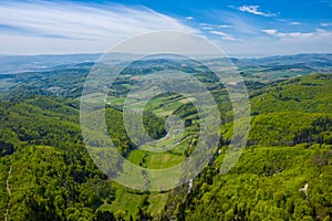 Aerial view of Owl Mountains, Poland, Lower Silesia