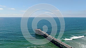 Aerial view of Pacific Beach Pier during blue summer day San Diego