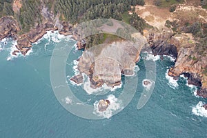 Aerial View of Pacific Ocean and Scenic Oregon Coast photo