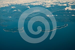 Aerial view of Pacific Ocean and Vancouver island