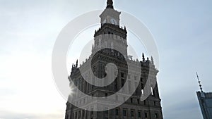 Aerial view Palace of Culture and Science in Warsaw, Poland.