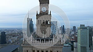 Aerial view Palace of Culture and Science in Warsaw, Poland.