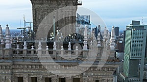 Aerial view Palace of Culture and Science in Warsaw, Poland.