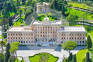 Aerial view of Palace of the Governorate in Vatican Gardens, Vatican City