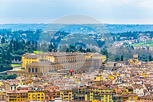 Aerial view of the palazzo Pitti in italian city Florence...IMAGE