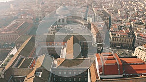 Aerial view of Palazzo Reale di Napoli or Royal Palace, Teatro di San Carlo and Piazza del Plebiscito square in Naples