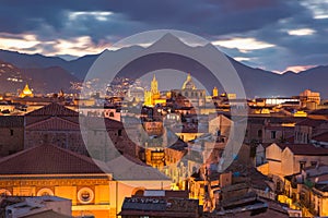 Palermo at sunset, Sicily, Italy