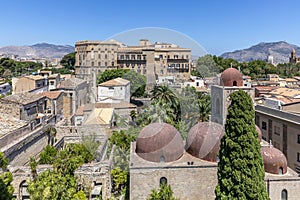 Aerial view of Palermo with old houses, churchs and monuments, Sicily, Italy