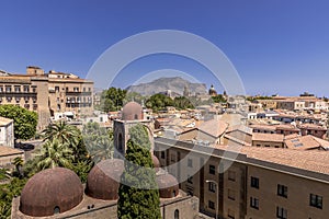 Aerial view of Palermo with old houses, churchs and monuments, Sicily, Italy