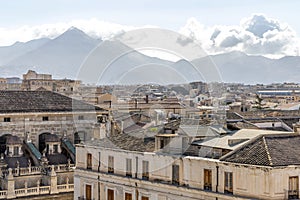 Aerial view of Palermo with old houses, churchs and monuments, Sicily, Italy