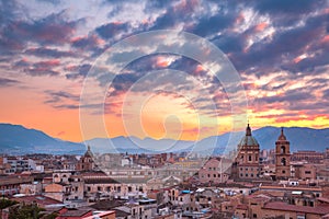 Palermo at sunset, Sicily, Italy