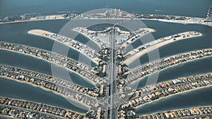 Aerial view of the Palm Jumeirah island in Dubai, UAE