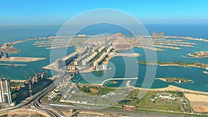 Aerial view of the Palm Jumeirah island in Dubai, United Arab Emirates UAE