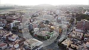 Aerial view of Palmar a residential area of Surco one of the districts of Lima in Peru. 2.7k video resolution.