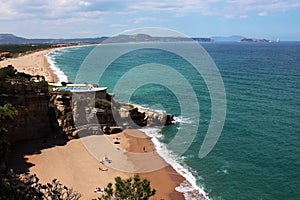 Aerial view of Pals beach in La Costa Brava region.