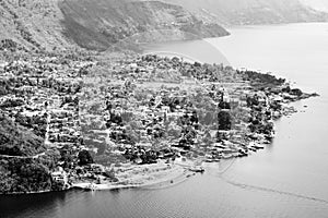 Aerial View Of Panajachel Guatemala Black and White photo