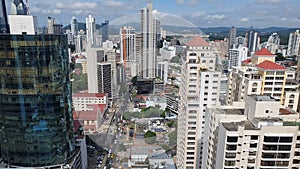 Aerial View of Panama City in the summer in the country of Panama