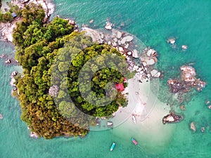 Aerial view of pangkor island beach, malaysia