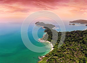 Aerial view of pangkor island beach, malaysia